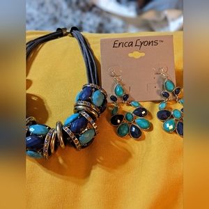 NWT Erica Lyons earring and necklace costume jewelry set